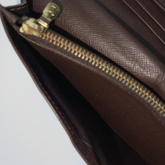 Authentic LOUIS VUITTON Damier Ebene Long Wallet Brazza Credit Cards Checkbook - Picture 13 of 16